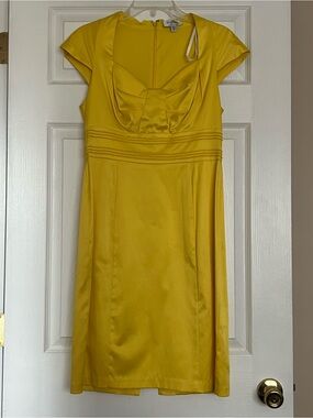 Christina Bright Yellow Satin Midi Dress